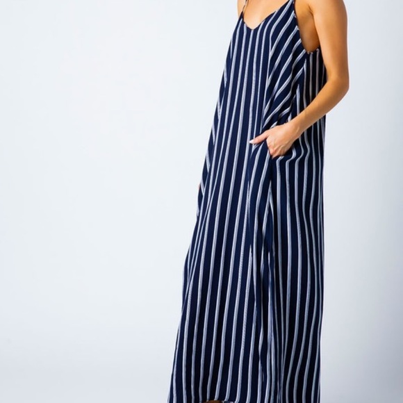 Navy Striped Maxi Dress by Love in - Picture 3 of 8
